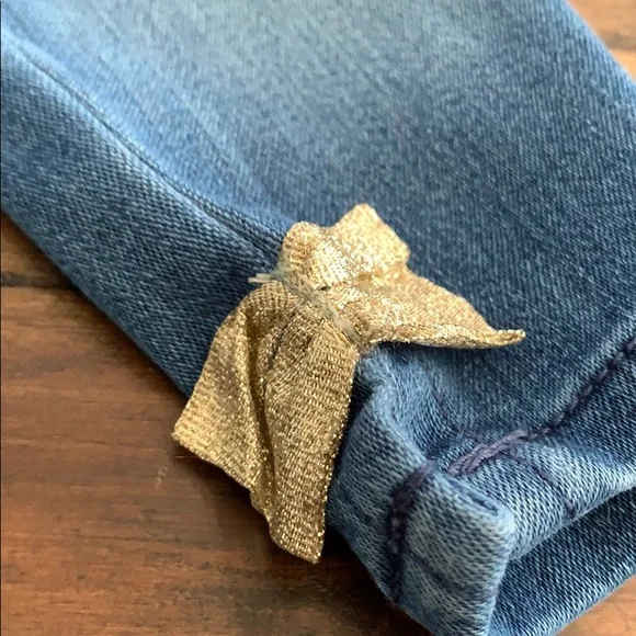 6M - Carter’s Jeans with Gold Bows on Ankles - Picture 2 of 2